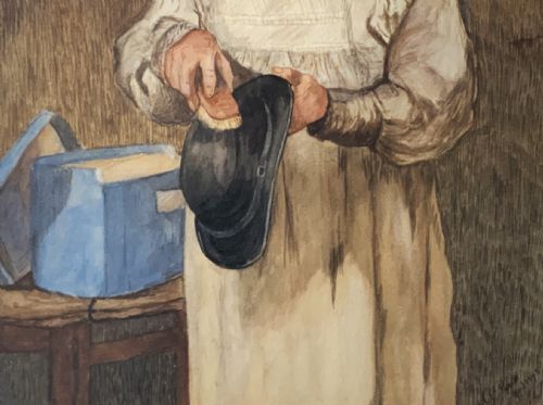 'HIS SUNDAY BEST' ORIGINAL VICTORIAN GENRE PORTRAIT WATERCOLOUR PAINTING C 1895 - ADDITIONAL PHOTO 4
