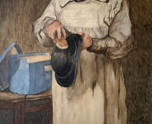 'HIS SUNDAY BEST' ORIGINAL VICTORIAN GENRE PORTRAIT WATERCOLOUR PAINTING C 1895 - ADDITIONAL PHOTO 6