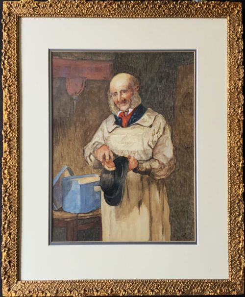'HIS SUNDAY BEST' ORIGINAL VICTORIAN GENRE PORTRAIT WATERCOLOUR PAINTING C 1895 - ADDITIONAL PHOTO 12