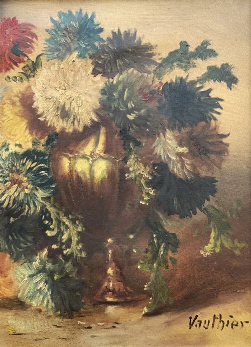 FINE 19THCENTURY SWISS FLORAL STILL LIFE OIL PAINTING FOR MINOR TLC 2 OF 2 - ADDITIONAL PHOTO 4