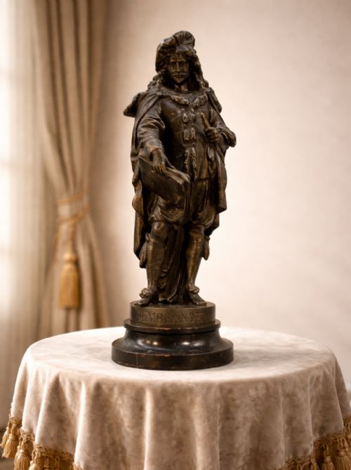 fig 1. Large Bronzed Sculpture Statue of Rembrandt Van Rijn Baroque Spelter (2 of 2)