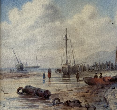 fig 3. Seascape Watercolour Painting by Rose Emily Stanton (1838-1908) Harbour & Boats