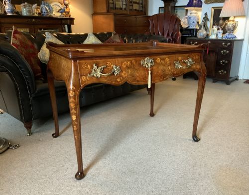 18TH CENTURY DUTCH MARQUETRY SILVERTOP TABLE FLOWERS BIRDS ROCOCO QUEEN ANNE - ADDITIONAL PHOTO 4