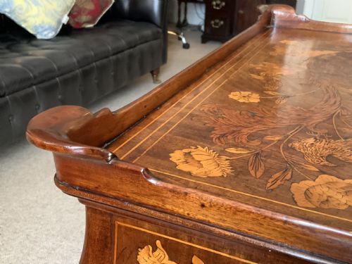 18TH CENTURY DUTCH MARQUETRY SILVERTOP TABLE FLOWERS BIRDS ROCOCO QUEEN ANNE - ADDITIONAL PHOTO 10