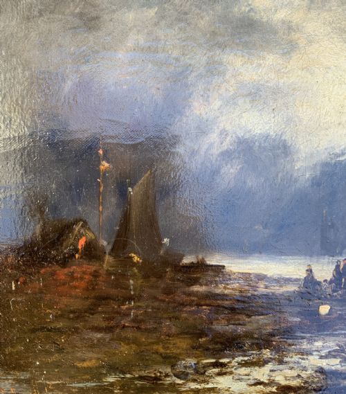 fig 6. Maritime Seascape Oil Painting Moonlit Harbour by John D. Taylor (act.1876-1890)