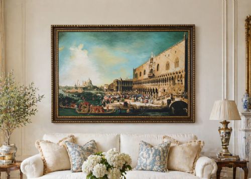 fig 1. Huge Venice Cityscape Print on Canvas 18th-Century Style Picture After Canaletto