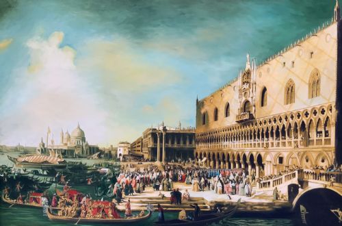 fig 2. Huge Venice Cityscape Print on Canvas 18th-Century Style Picture After Canaletto