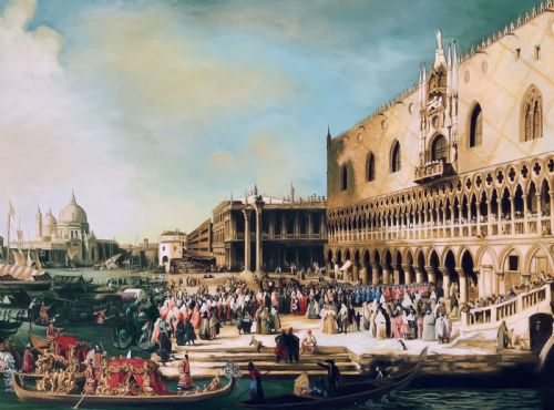 fig 4. Huge Venice Cityscape Print on Canvas 18th-Century Style Picture After Canaletto