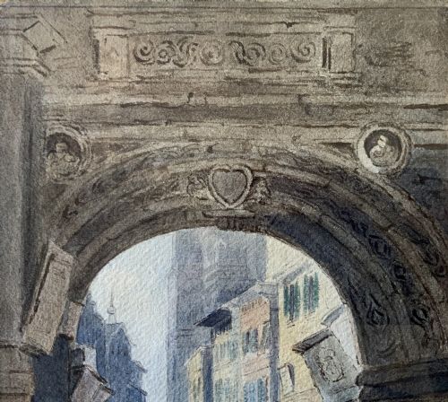 fig 4. Samuel Prout (1785-1852) Market Day Cityscape Watercolour Painting (2of2)