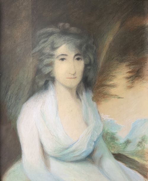 ANTIQUE REGENCY PORTRAIT PAINTING FEMALE MODEL PASTEL GOUACHE CIRCA 1830S - ADDITIONAL PHOTO 1