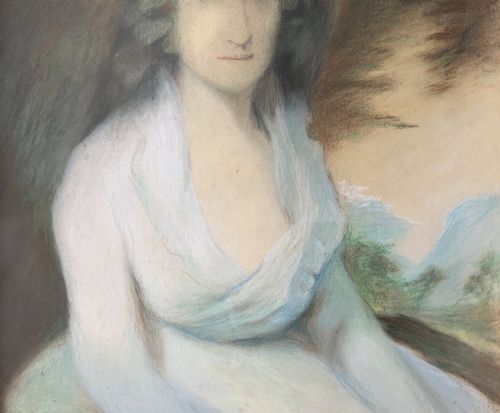 ANTIQUE REGENCY PORTRAIT PAINTING FEMALE MODEL PASTEL GOUACHE CIRCA 1830S - ADDITIONAL PHOTO 5