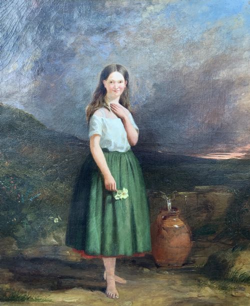 fig 2. Large 19th-Century Antique Portrait Oil Painting Female Brunette (2 of 2)