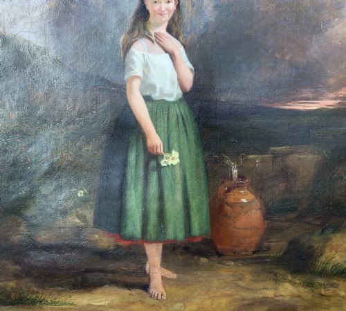 fig 4. Large 19th-Century Antique Portrait Oil Painting Female Brunette (2 of 2)