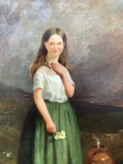 fig 6. Large 19th-Century Antique Portrait Oil Painting Female Brunette (2 of 2)