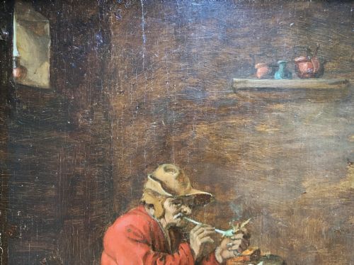 fig 3. 18th-Century Dutch Oil Portrait Painting Manner of David Teniers (1610-1690)