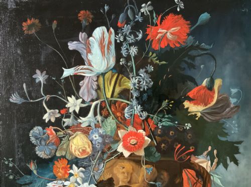 fig 3. Large Fabulous Dutch Still Life Oil Painting 18thC Style Floral & Fruit (1 of 2)
