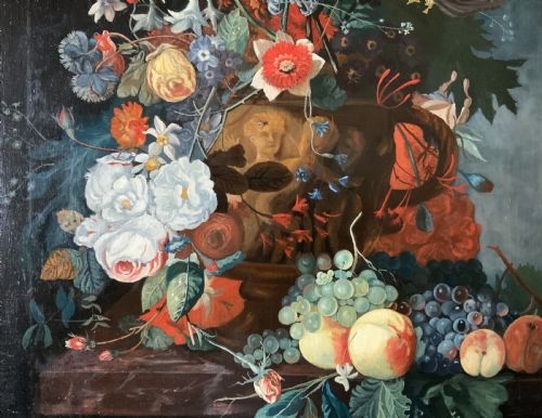 fig 4. Large Fabulous Dutch Still Life Oil Painting 18thC Style Floral & Fruit (1 of 2)
