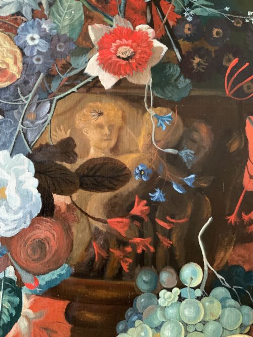 fig 6. Large Fabulous Dutch Still Life Oil Painting 18thC Style Floral & Fruit (1 of 2)