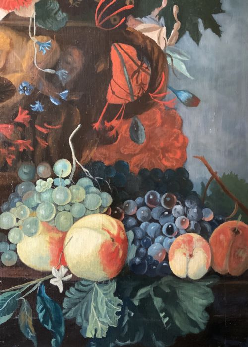 fig 7. Large Fabulous Dutch Still Life Oil Painting 18thC Style Floral & Fruit (1 of 2)