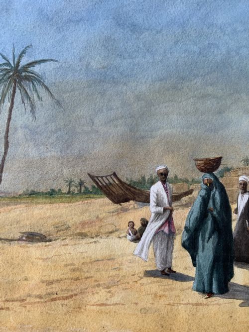 fig 5. Early 20th-Century Antique Arabian Landscape Watercolour & Gouache Painting