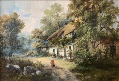 fig 1. Nr Bosbury, Herefordshire Original Signed 19th-Century Landscape Oil Painting