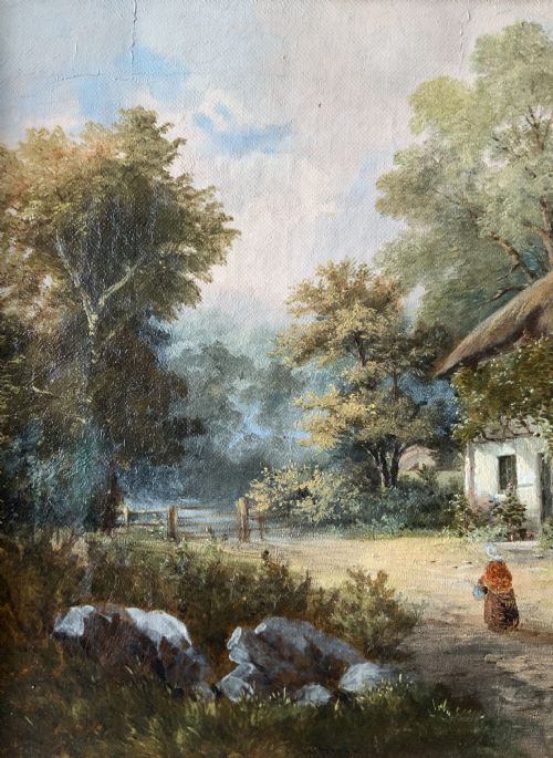 fig 4. Nr Bosbury, Herefordshire Original Signed 19th-Century Landscape Oil Painting