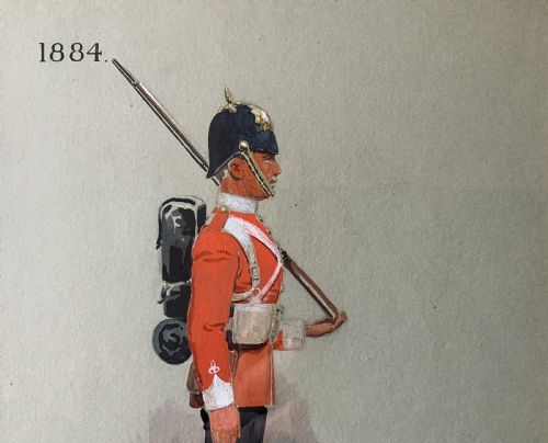 fig 2. Military Watercolour & Wash 1882 British Soldier Portrait Painting (2 of 6)