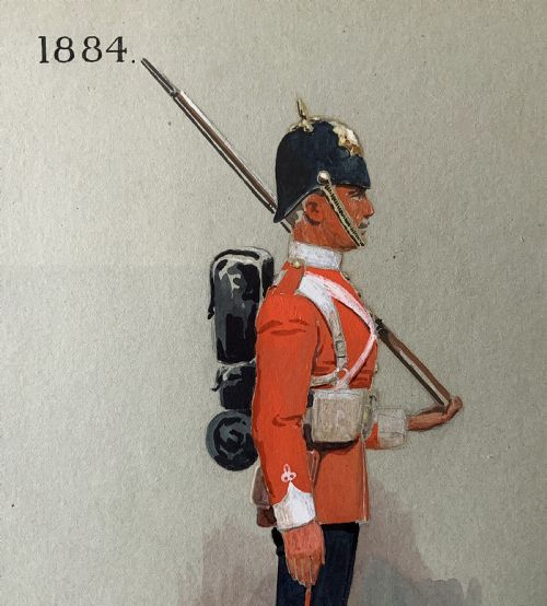 fig 5. Military Watercolour & Wash 1882 British Soldier Portrait Painting (2 of 6)
