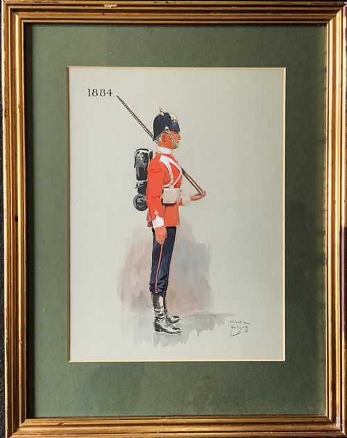 fig 1. Military Watercolour & Wash 1882 British Soldier Portrait Painting (2 of 6)