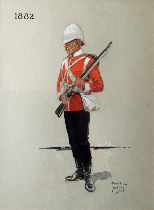 fig 1. Military Watercolour Portrait Painting 1882 British Soldier (1 of 6)