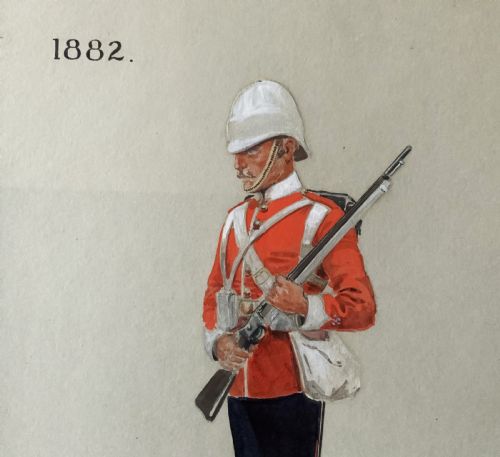 fig 2. Military Watercolour Portrait Painting 1882 British Soldier (1 of 6)