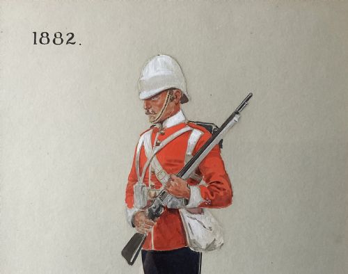 fig 4. Military Watercolour Portrait Painting 1882 British Soldier (1 of 6)