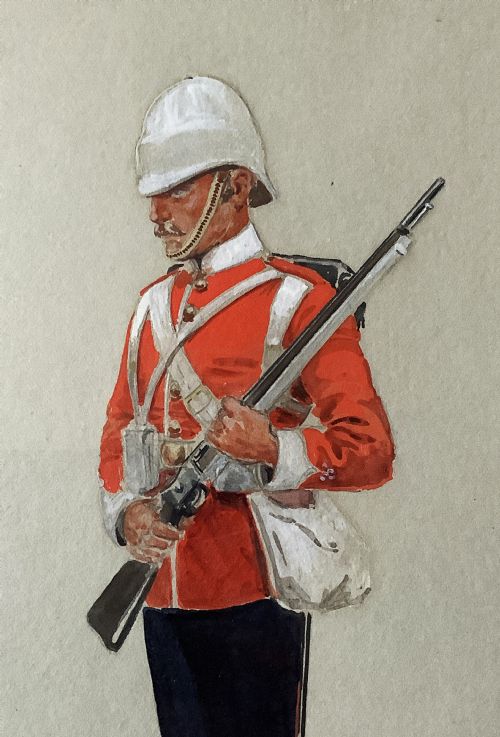 fig 5. Military Watercolour Portrait Painting 1882 British Soldier (1 of 6)