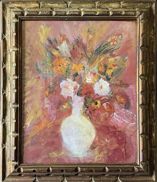 STILL LIFE FLORAL OIL PAINTING EARLY 20THCENTURY ANTIQUE GILTWOOD FRAME
