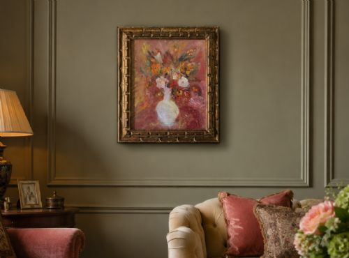 STILL LIFE FLORAL OIL PAINTING EARLY 20THCENTURY ANTIQUE GILTWOOD FRAME - ADDITIONAL PHOTO 1
