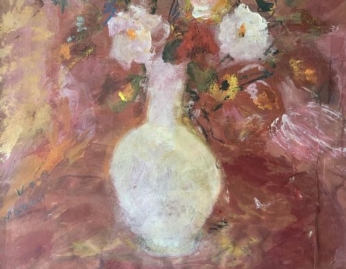 STILL LIFE FLORAL OIL PAINTING EARLY 20THCENTURY ANTIQUE GILTWOOD FRAME - ADDITIONAL PHOTO 5