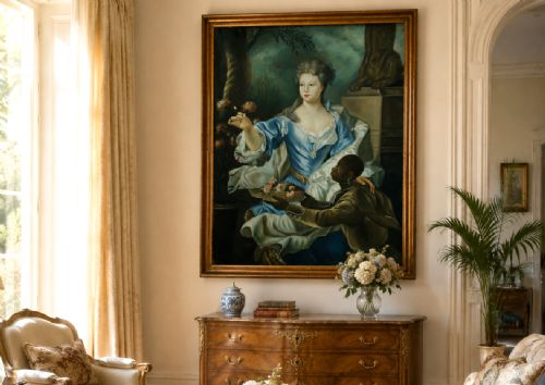 LARGE MAGNIFICENT OIL PORTRAIT PAINTING 18THC GEORGIAN STYLE ANTIQUE 1 OF 2 - ADDITIONAL PHOTO 1
