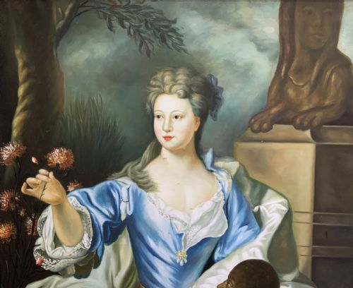 LARGE MAGNIFICENT OIL PORTRAIT PAINTING 18THC GEORGIAN STYLE ANTIQUE 1 OF 2 - ADDITIONAL PHOTO 3