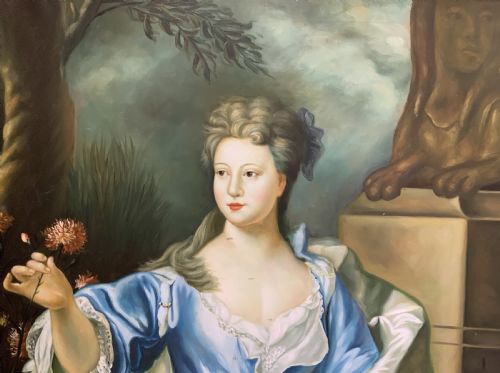 LARGE MAGNIFICENT OIL PORTRAIT PAINTING 18THC GEORGIAN STYLE ANTIQUE 1 OF 2 - ADDITIONAL PHOTO 4