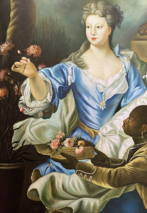 LARGE MAGNIFICENT OIL PORTRAIT PAINTING 18THC GEORGIAN STYLE ANTIQUE 1 OF 2 - ADDITIONAL PHOTO 7