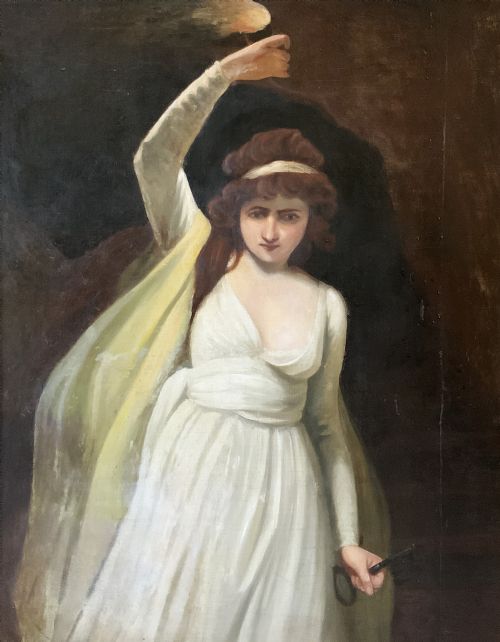 JOHN OPIE RA 1761 1807 HUGE OIL PORTRAIT PAINTING EXHIBITED HARVARD MUSEUM - ADDITIONAL PHOTO 1