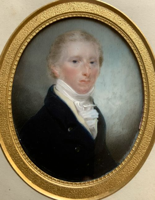 fig 2. Miniature Georgian Portrait Painting Oval Watercolour 18th-Century Period