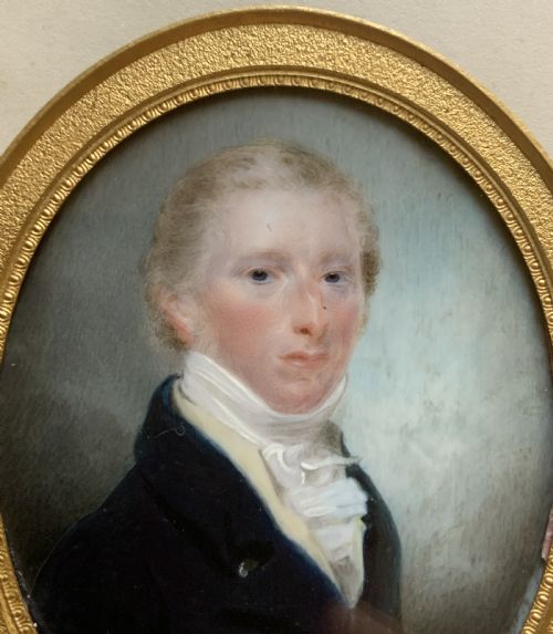 fig 3. Miniature Georgian Portrait Painting Oval Watercolour 18th-Century Period