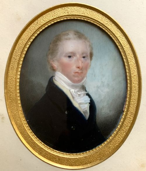 fig 4. Miniature Georgian Portrait Painting Oval Watercolour 18th-Century Period