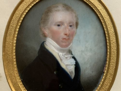 fig 5. Miniature Georgian Portrait Painting Oval Watercolour 18th-Century Period