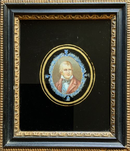 SIR WALTER SCOTT MINIATURE PORTRAIT PAINTING ANTIQUE CIRCA 1900 HOGARTH FRAMED - ADDITIONAL PHOTO 7