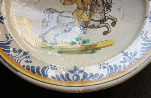 LARGE 18THCENTURY SPANISH DELFT FAIENCE POLYCHROME CHARGER PLATE BOWL CATALANA - ADDITIONAL PHOTO 3