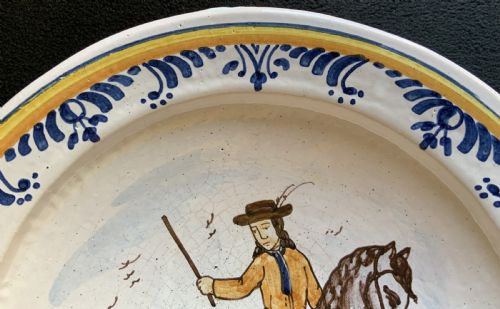 LARGE 18THCENTURY SPANISH DELFT FAIENCE POLYCHROME CHARGER PLATE BOWL CATALANA - ADDITIONAL PHOTO 4