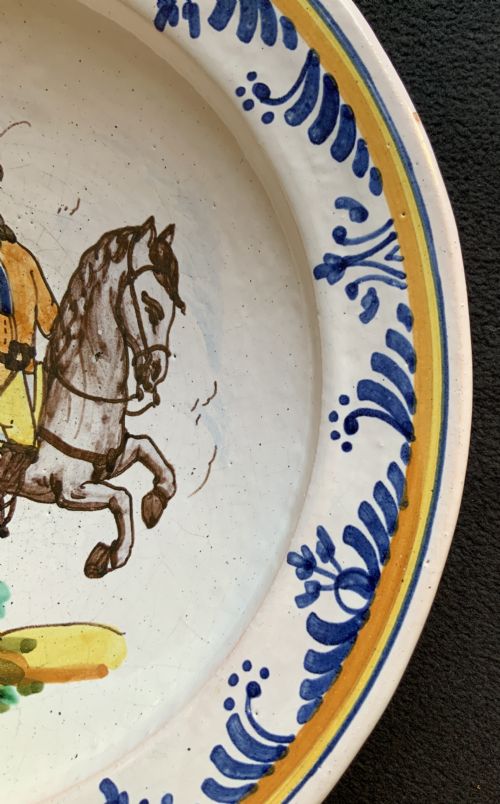 LARGE 18THCENTURY SPANISH DELFT FAIENCE POLYCHROME CHARGER PLATE BOWL CATALANA - ADDITIONAL PHOTO 6