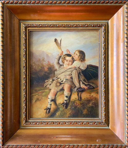 OIL PAINTING OF ROYAL PRINCE ALFRED PRINCESS HELENA HUNTING IN SCOTTISH DRESS - ADDITIONAL PHOTO 11